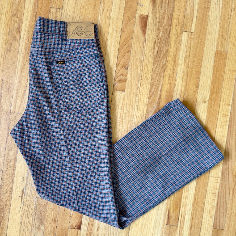 Lee Women's Boot Cut Plaid Pants in Blue and Brown